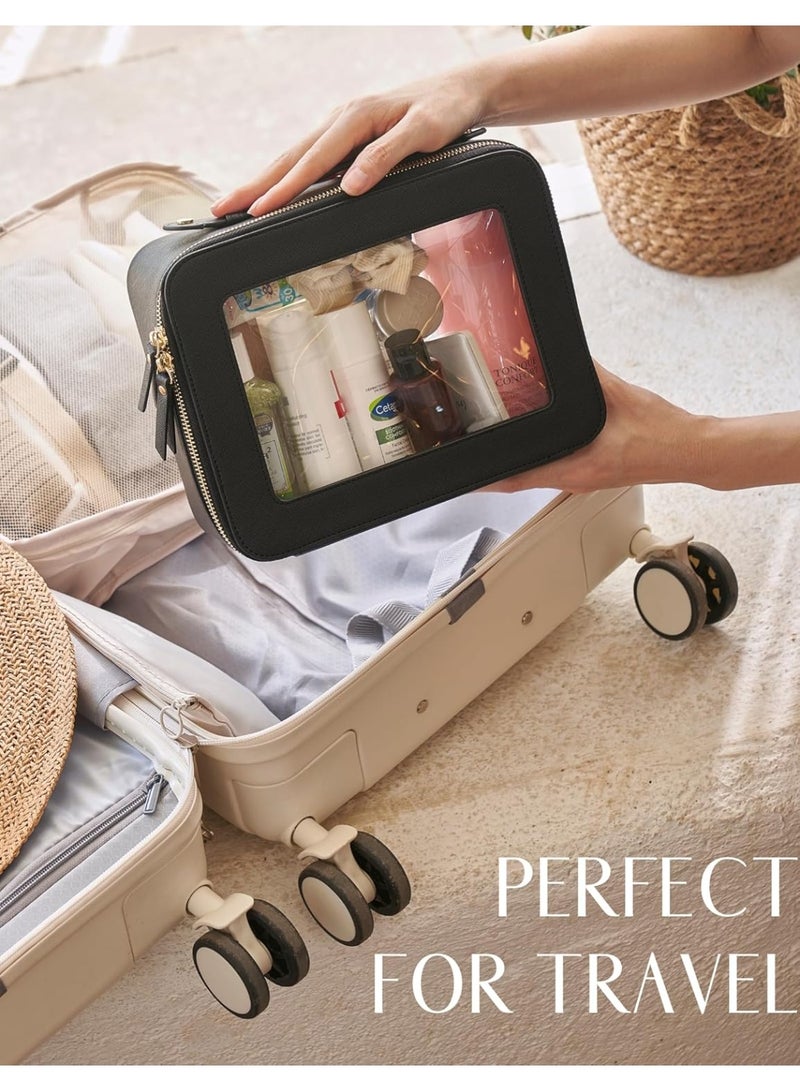 حقيبة تجميل ولوازم سفر شفافة كبيرة - منظف سفر واسع مع سحاب للمستحضرات والأساسيات - Image 5